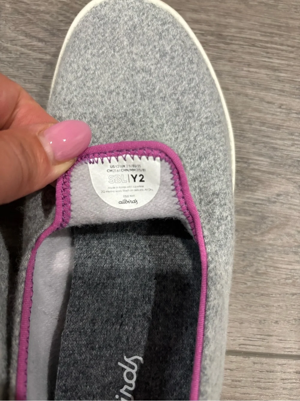 allbirds Kids Slip-On Wool Shoes in Gray with Pink Trim 2 smallbirds